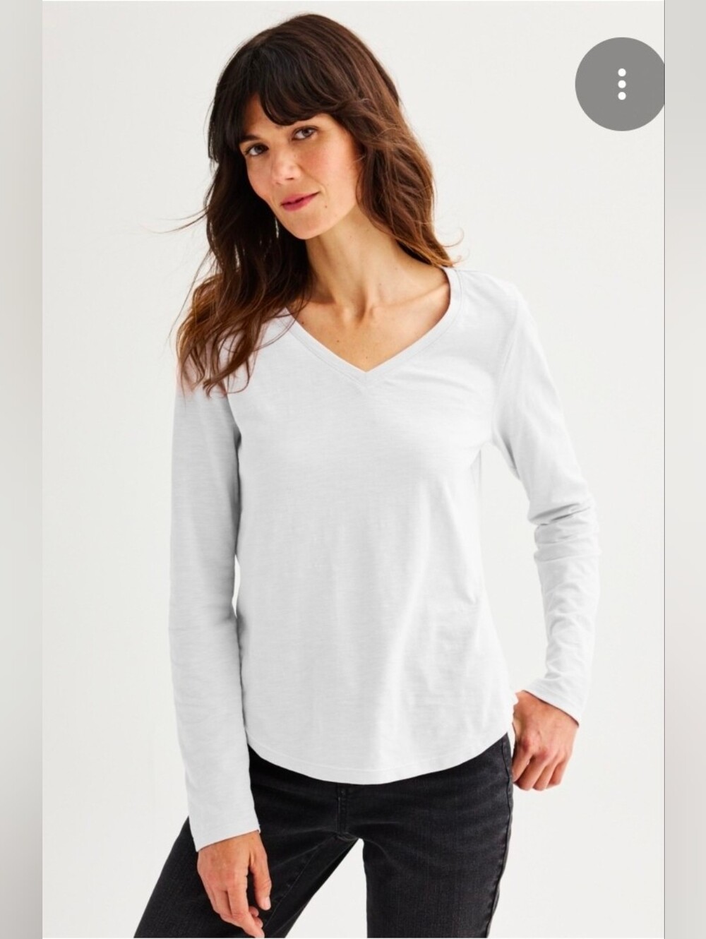 SONOMA White V-Neck Long Sleeve Tee